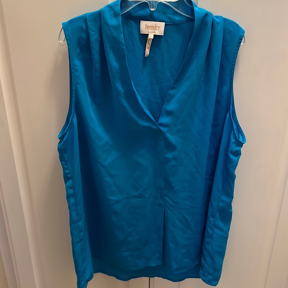 NWT Laundry By Shelli Segal Size Large Blue Sleeveless Top